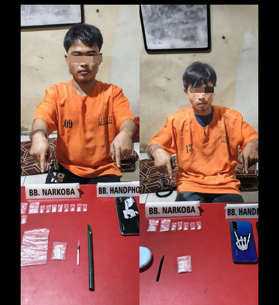 Satresnarkoba Polres Kampar Tangkap Dua Pelaku Narkoba di Desa Geringging 